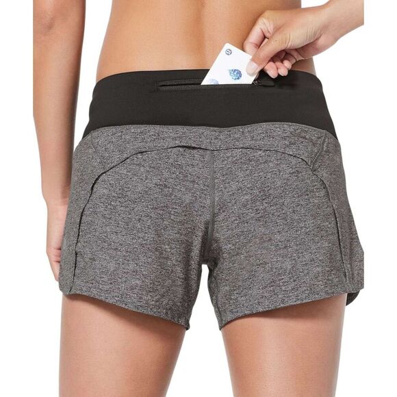 Lululemon Run Times Mid-Rise Short 4" *Heather Lux Multi Black - Picture 3 of 9